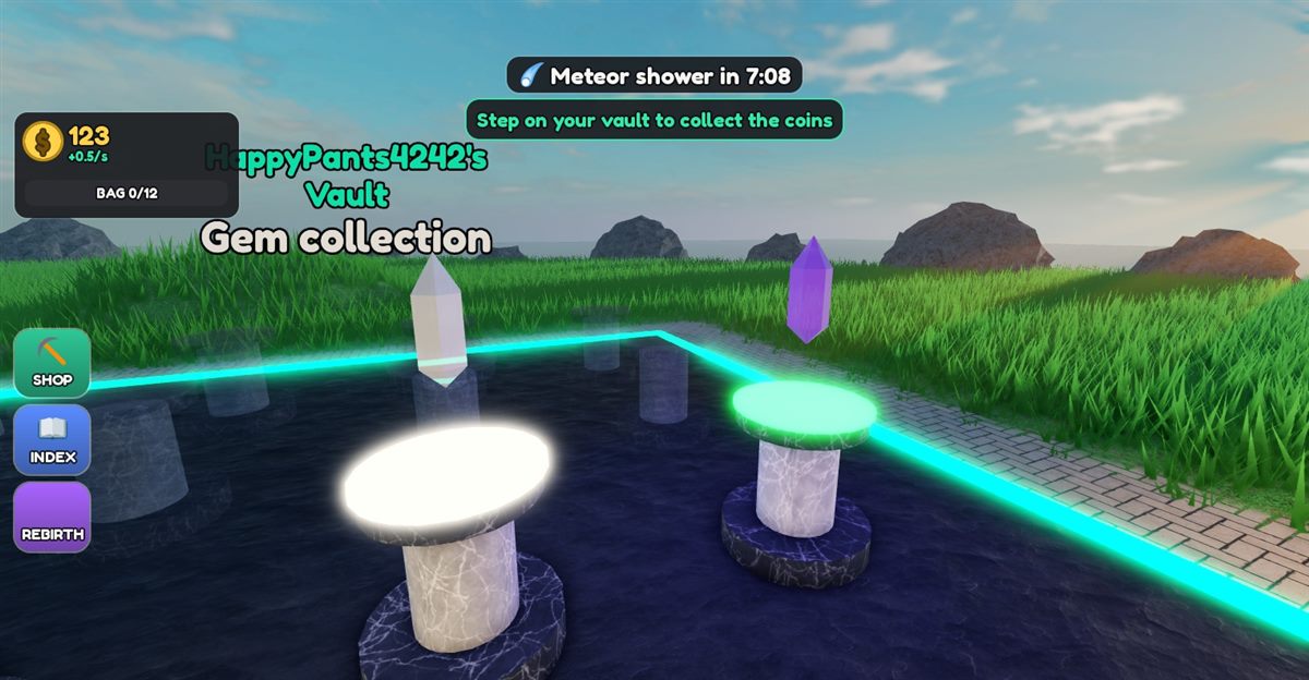 Gems displayed on pedestals